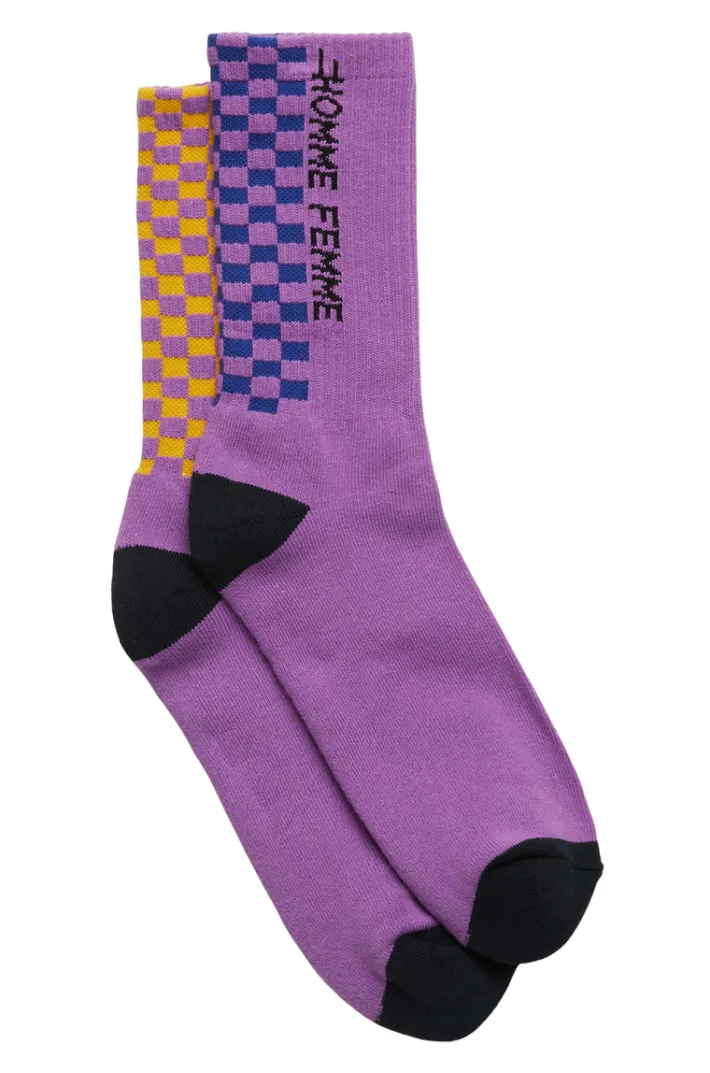 Best Homme + Femme Racing Crew Checkered Socks Purple
