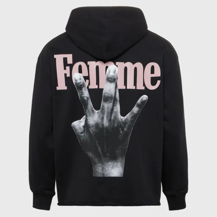 Clearance Homme + Femme Twisted Fingers Hoodie Black with Purple and Pink